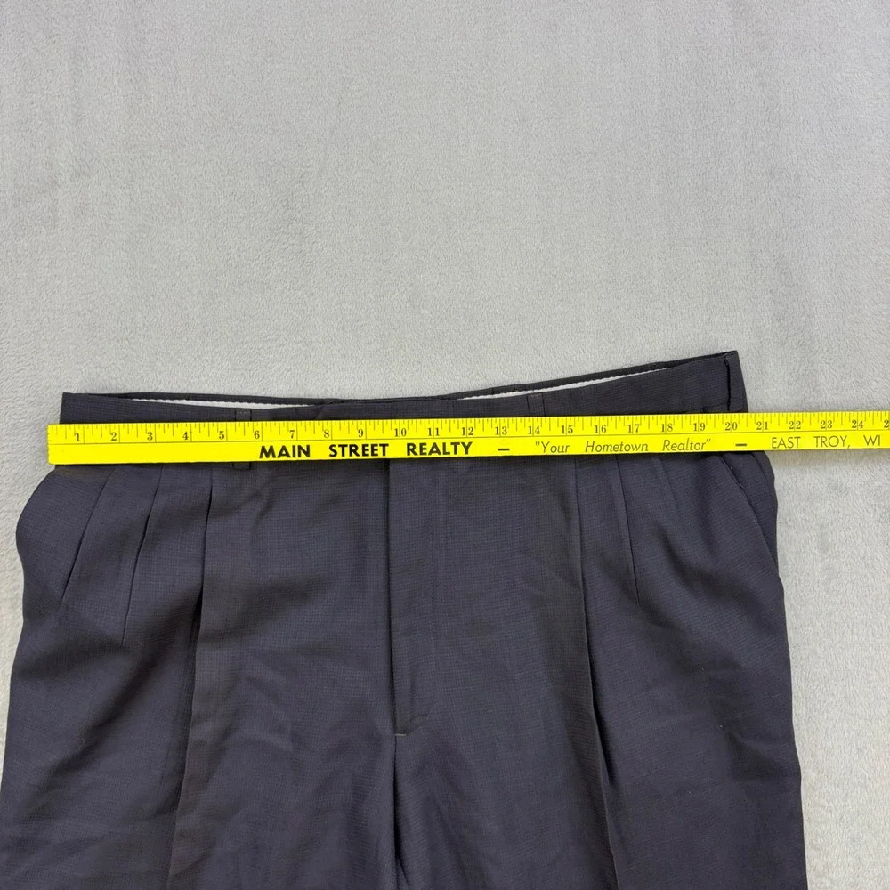 Christian Dior Dress Pants Mens 40x32 Gray Pleated Cuffed Wool Slacks Luxury 90s